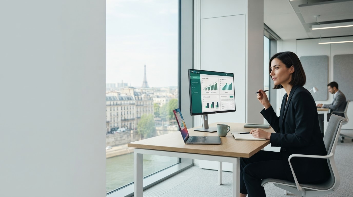 Nantivance — tableau de bord analytique représentant des flux de données financières traités par intelligence artificielle